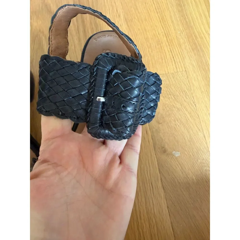Gentle Souls Madylyn Woven Leather Block Heel Sandals Black Size 5 NWOB
